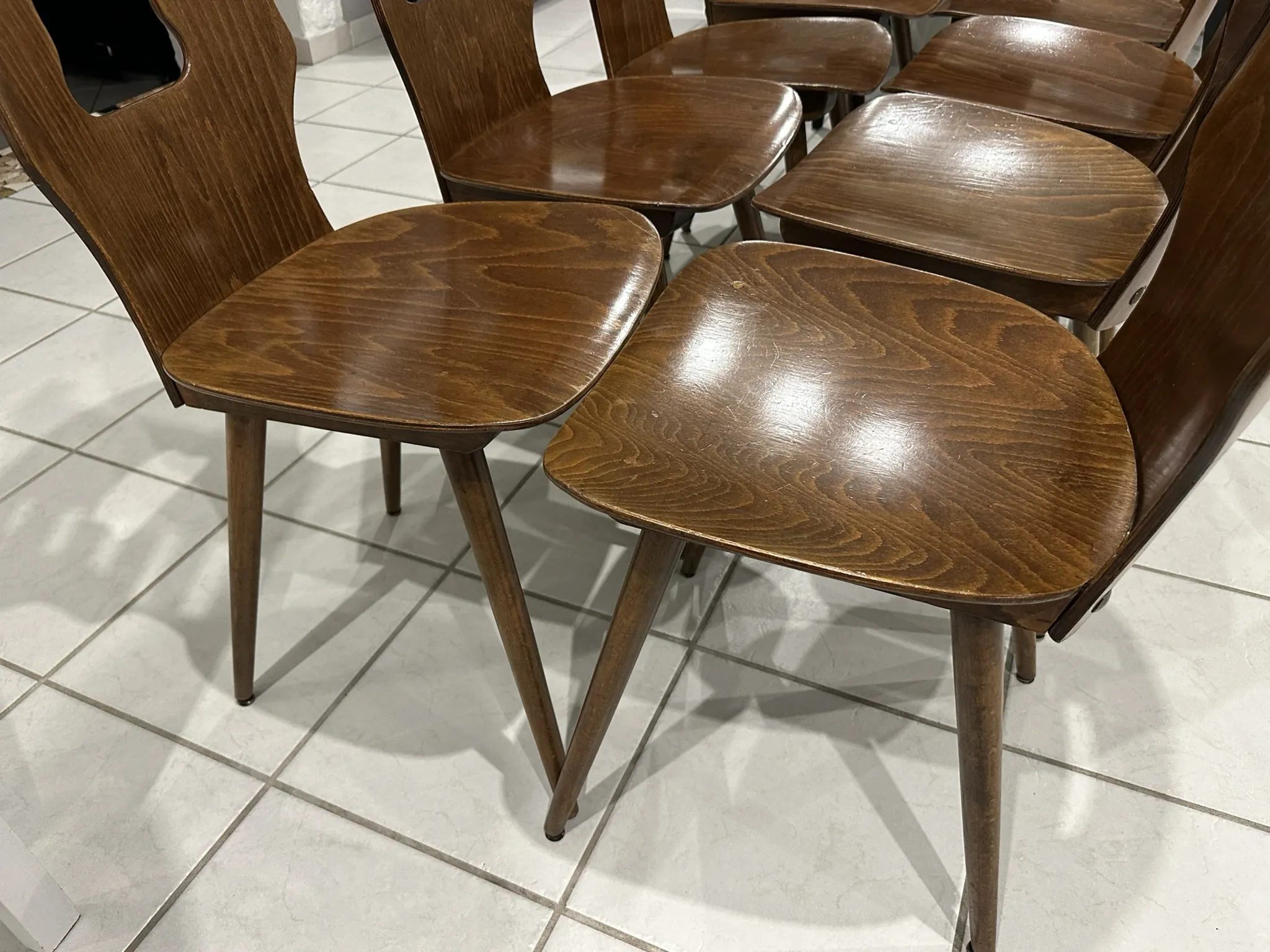 Set of 8 vintage Baumann bistro chairs from the 1970s.