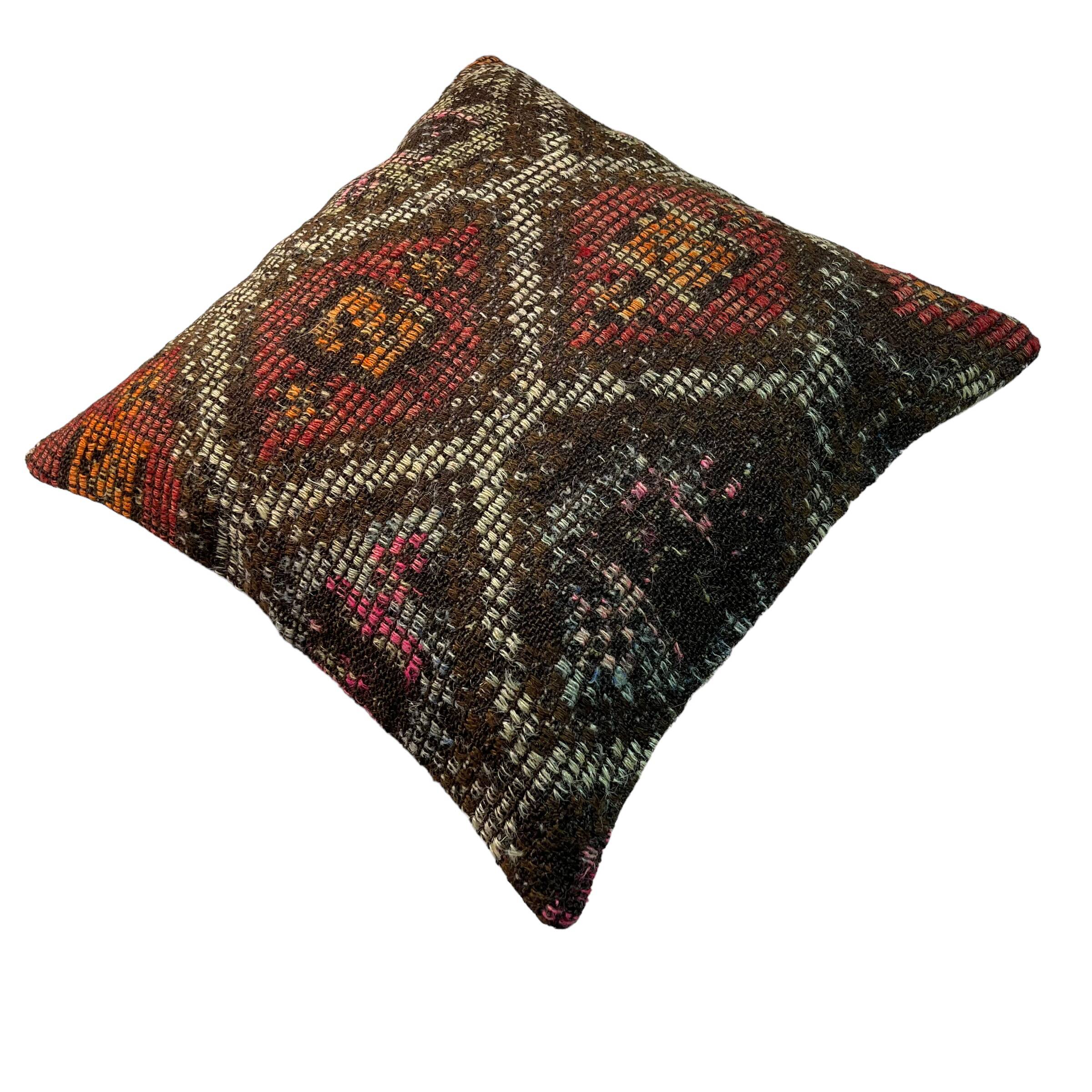 VINTAGE TURKISH KILIM CUSHION COVER , 45 X 45 CM
