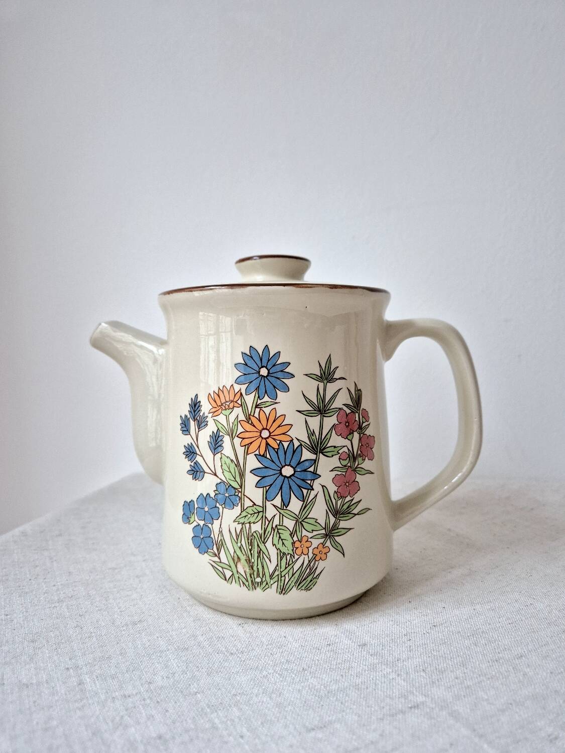 Cafetière en grès à fleurs '70s - Vintage