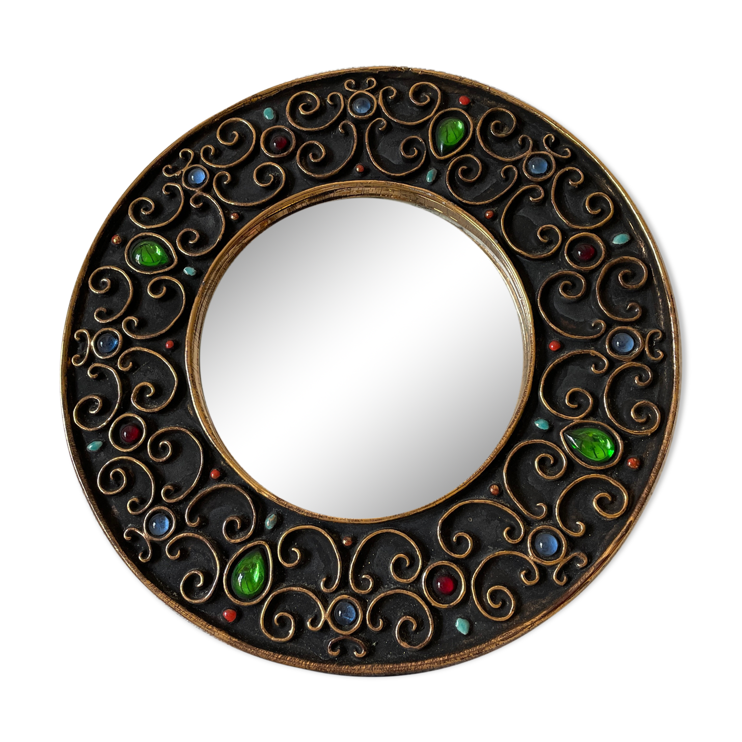 Ceramic mirror design vintage gilded 1960 hendrich thomas