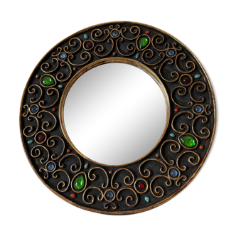 Ceramic mirror design vintage gilded 1960 hendrich thomas