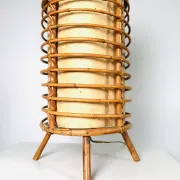 Louis Sognot Bamboo And Parchement Table Lamp, France, 1960S