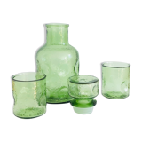 Vintage glass decanter and 3 glasses