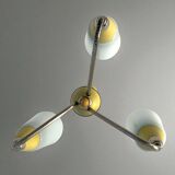 Mid Century Modern opaline glass 3-light chandelier