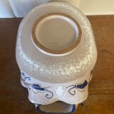 Vintage Ceramic Salad Bowl with Blue Floral Decor, Made in Italy