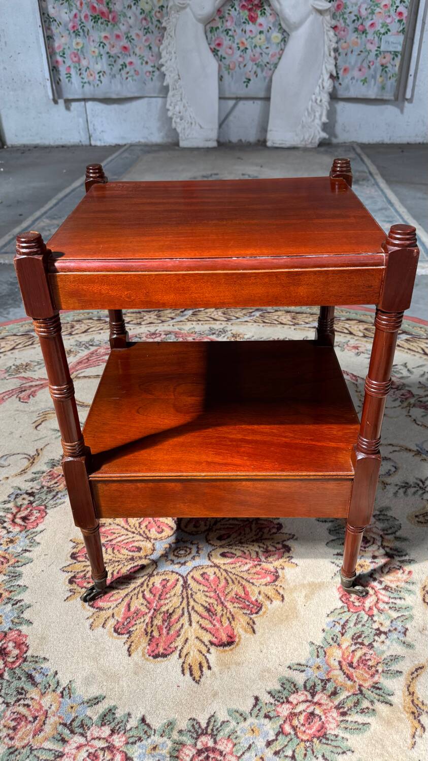 Antique mahogany rolling trolley