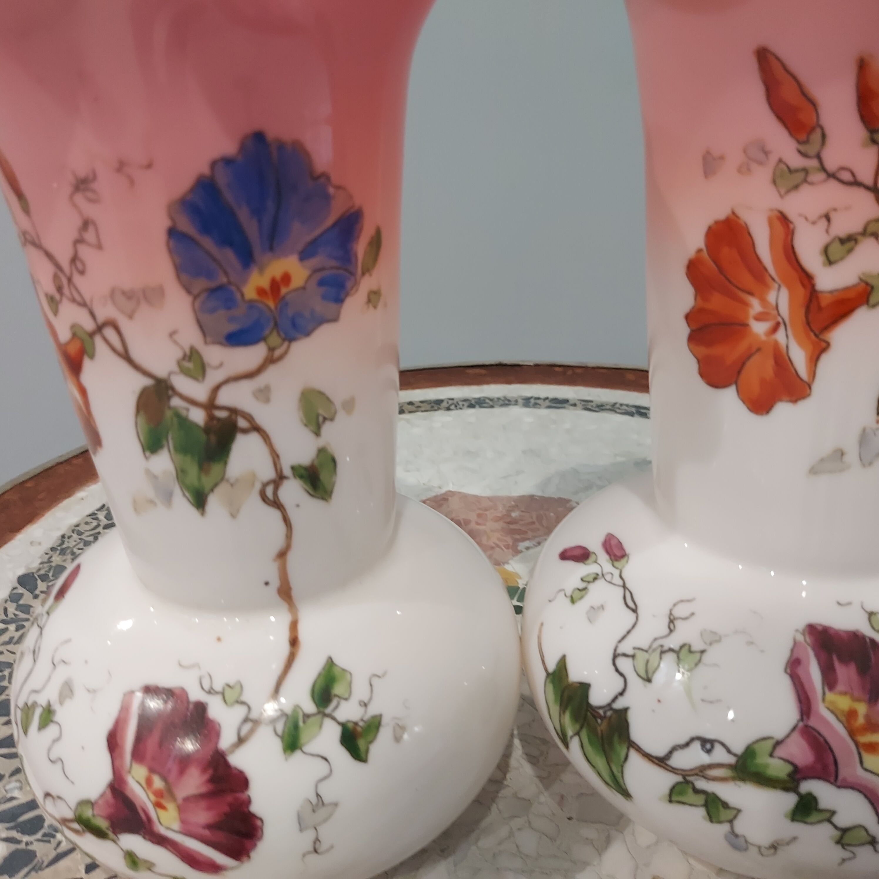 Pair of art deco opaline vases from the 1930s