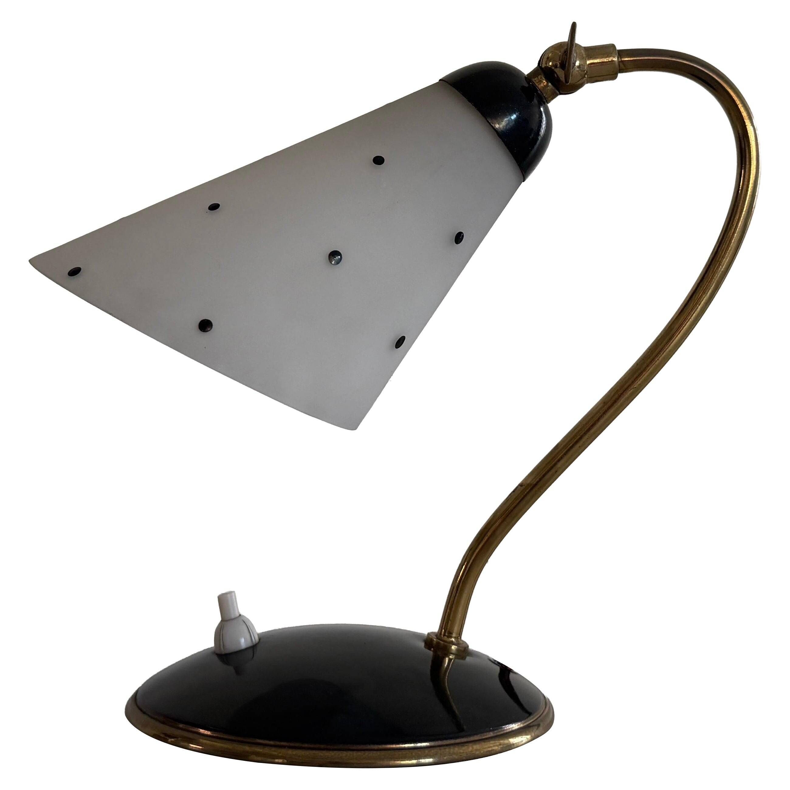 Mid-century bedside lamp in black metal and brass, 1950s, Germany