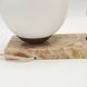 French Art Deco table lamp, bird motif, marble base, white glass globe 4477