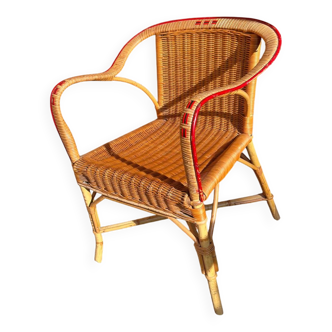 Vintage rattan and wicker armchair 1950/60