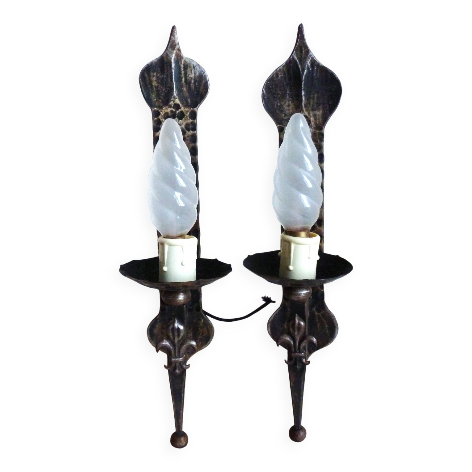 Medieval wrought iron wall lights / antique medieval lighting.