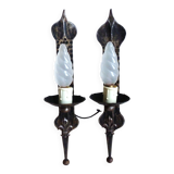 Medieval wrought iron wall lights / antique medieval lighting.