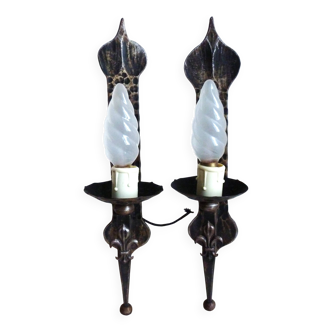 Medieval wrought iron wall lights / antique medieval lighting.