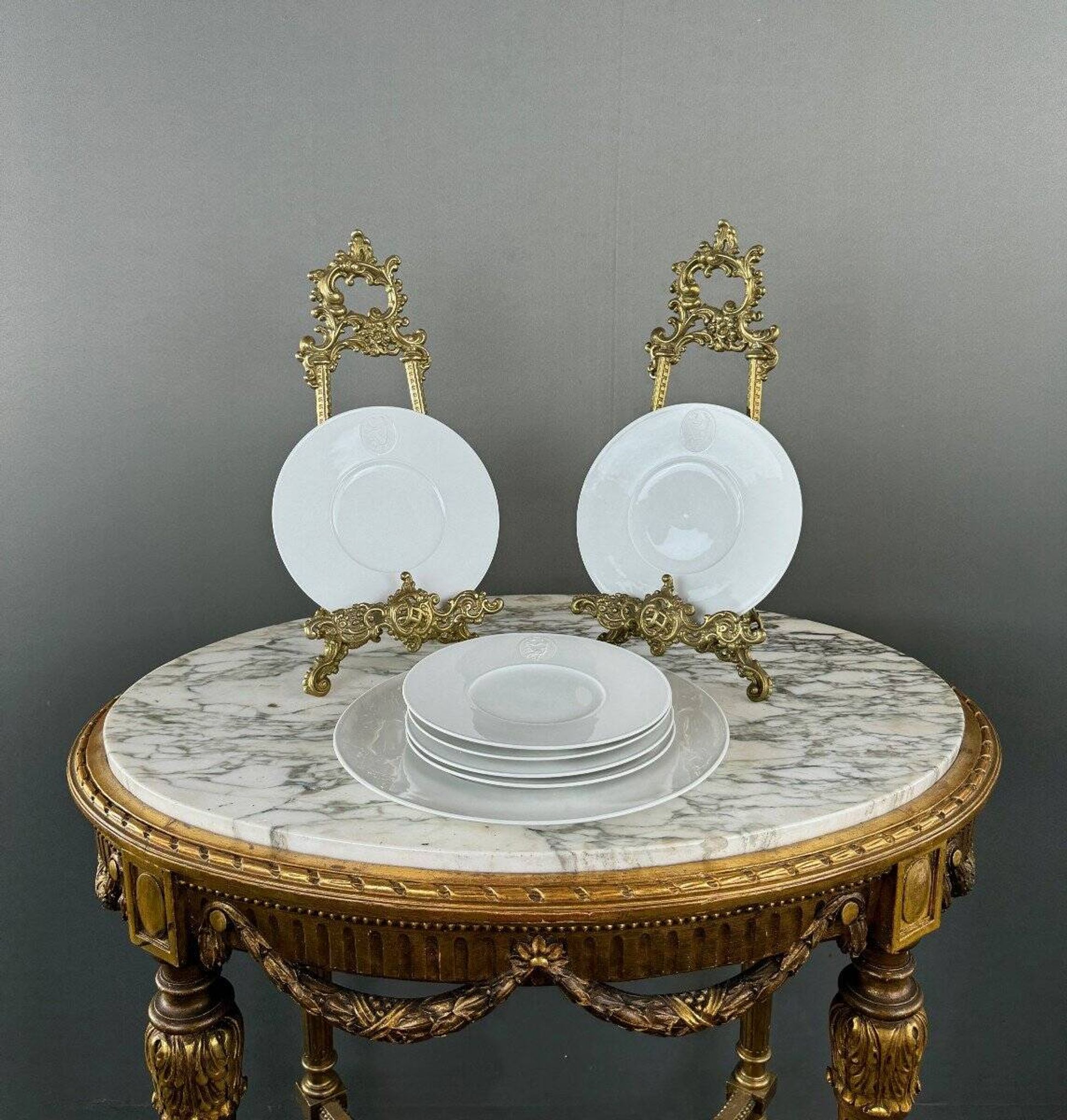 Kmp Berlin Porcelain Flatware and Dessert Plates Set, 20th Century