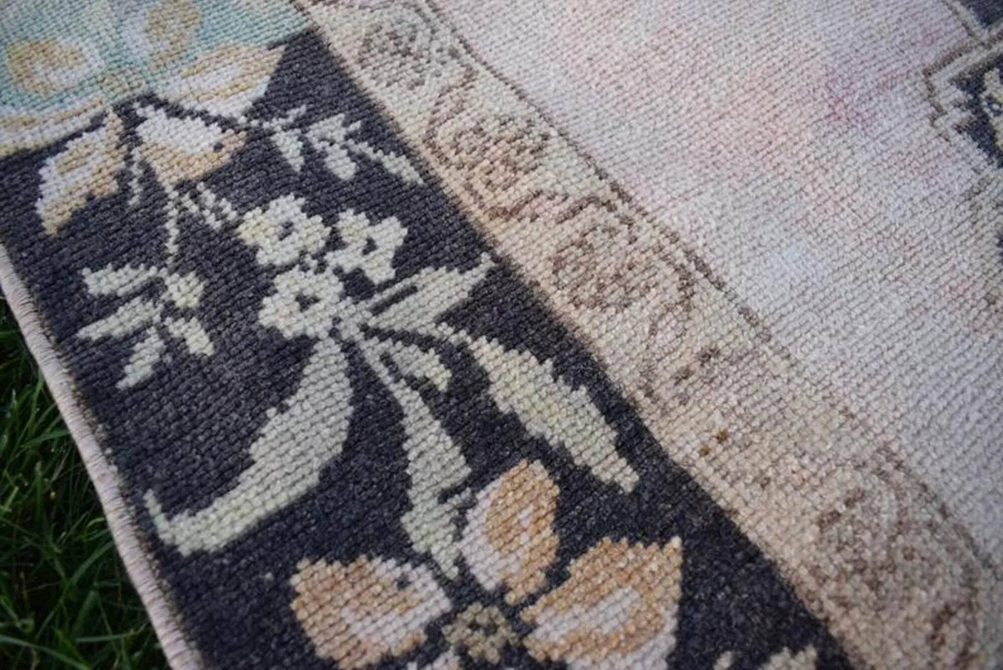 Vintage Turkish hallway rug 142x405 cm