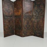 Late 18th-century Belgian embossed leather folding screen – after Daniel Marot