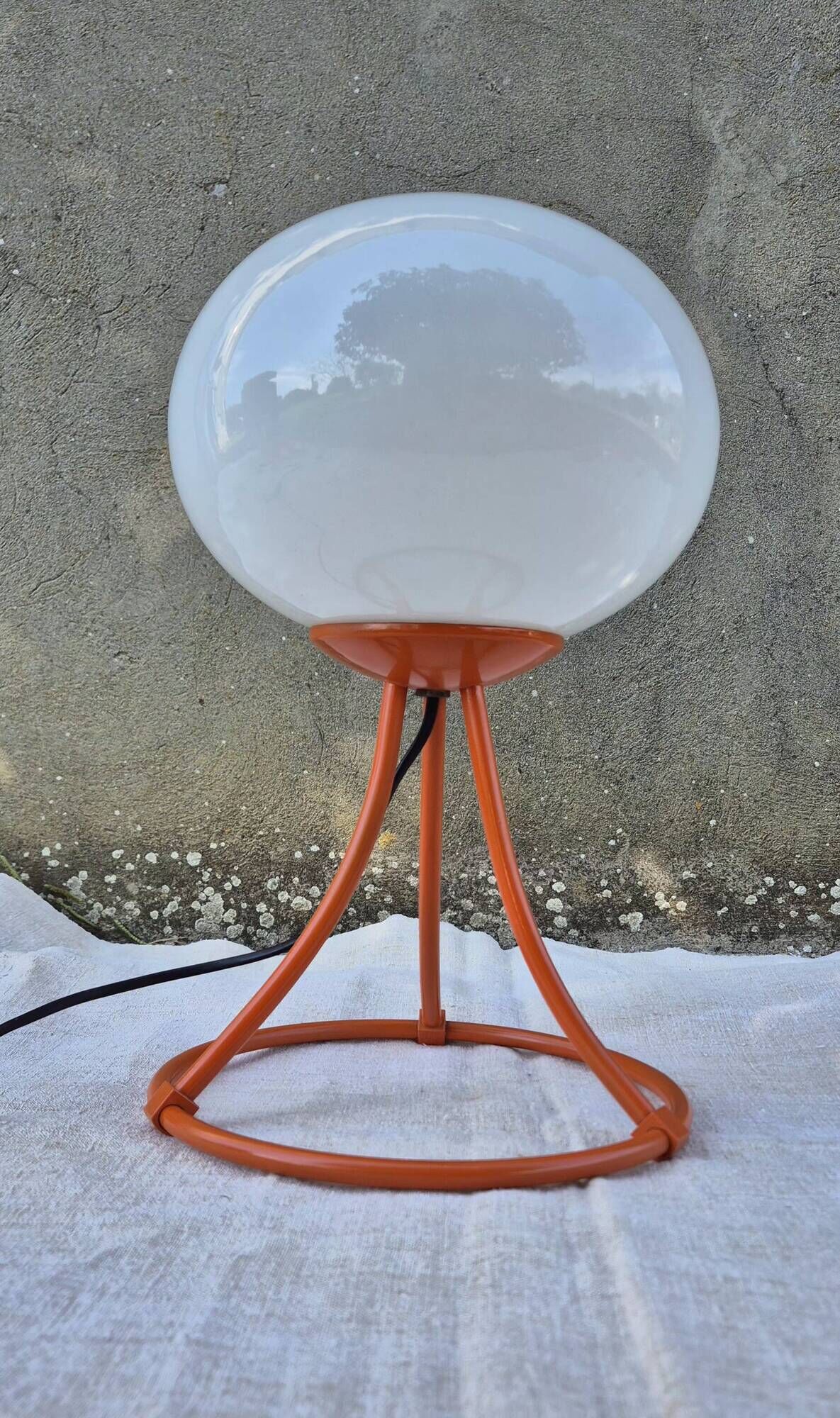 Vintage Space Age orange opaline table lamp 70s