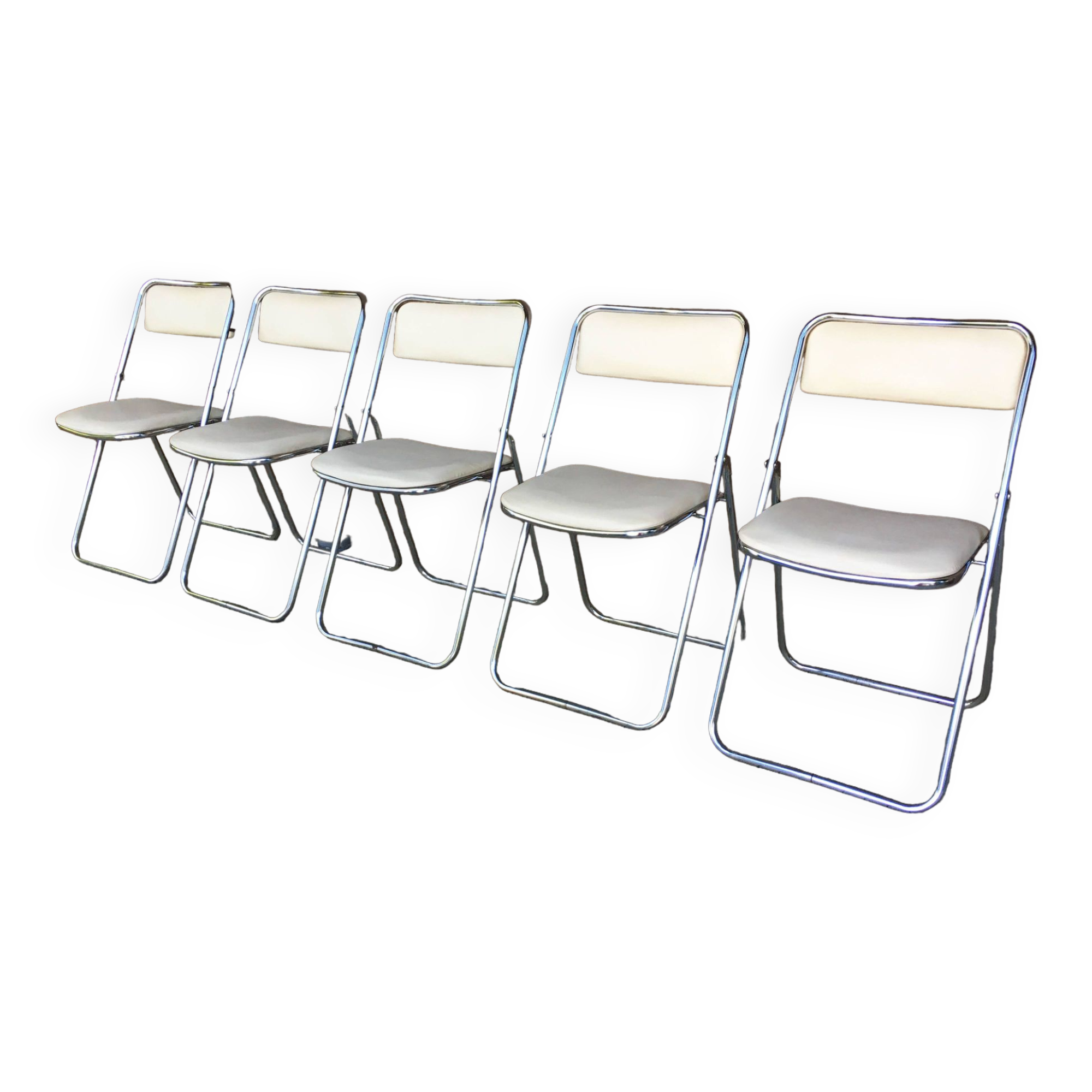 Set of 5 folding chairs 1970 chrome