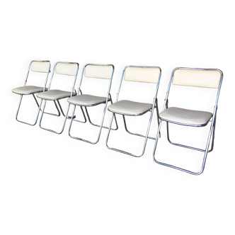 Set of 5 folding chairs 1970 chrome