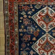 Antique handmade Persian Qashqai nomadic rug – blue background 94x112cm