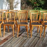 10 baumann chairs no. 12 black faux leather light beech