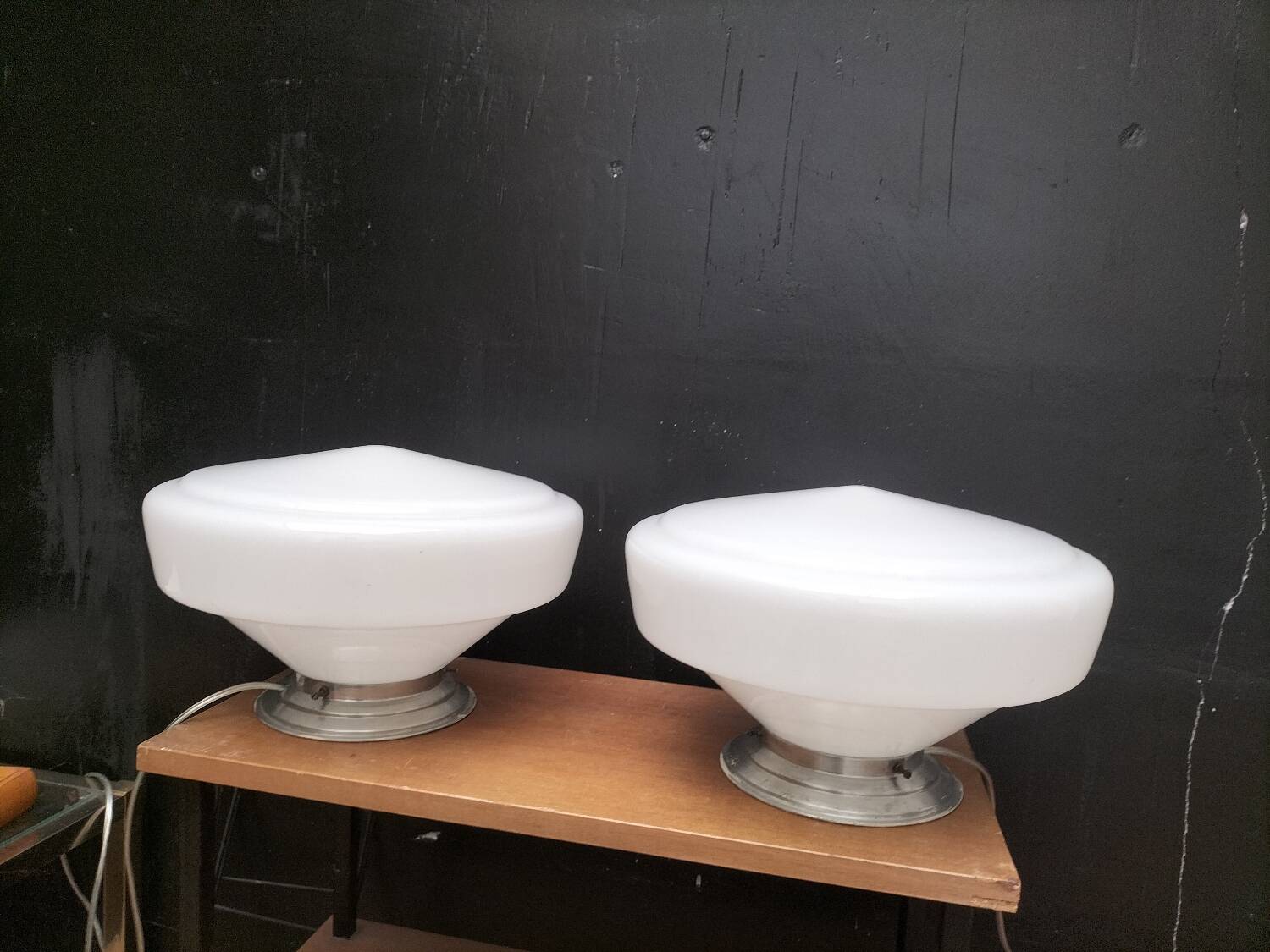Pair of opaline lamps