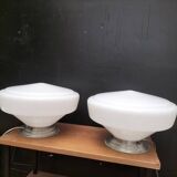 Paire de lampes opaline