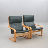 Noboru Nakamura for IKEA — “Points” Armchairs (Pair) — Birch & Leather