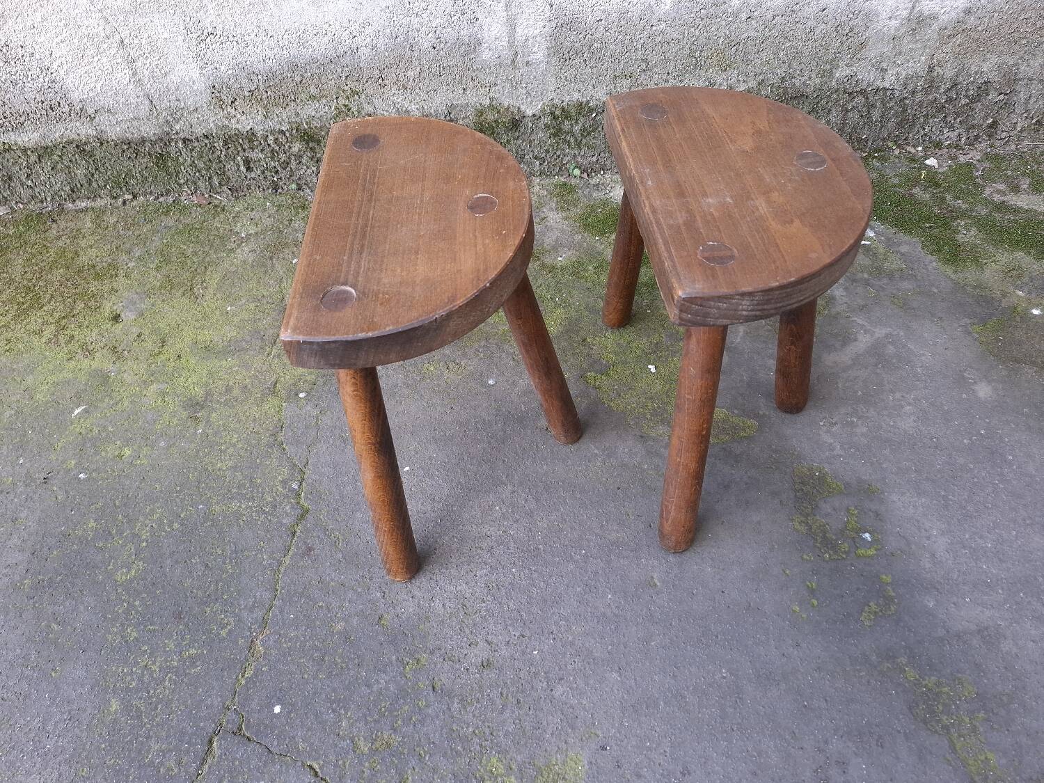 2 vintage tripod stools
