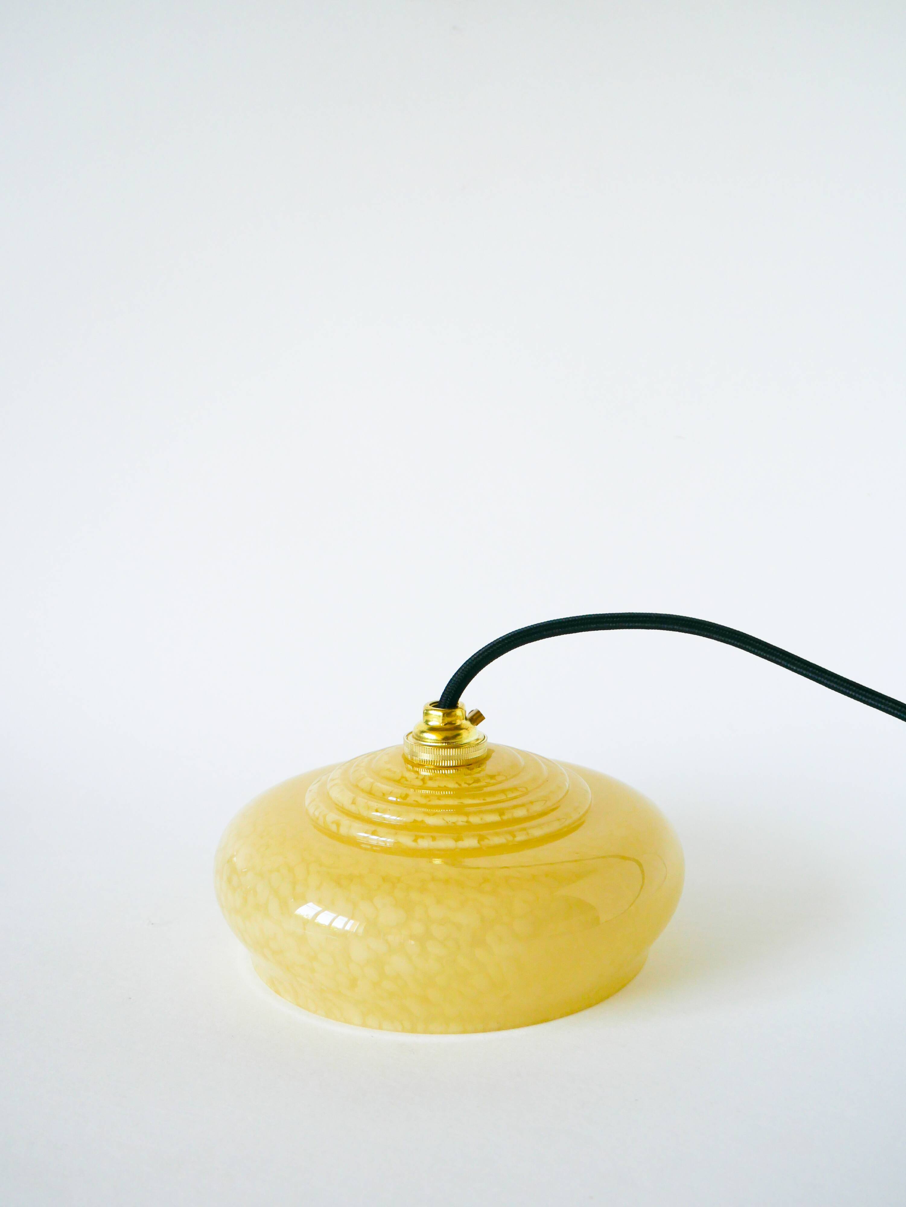 Clichy glass pendant, Pale Yellow, 1930 - 19 x 7 cm