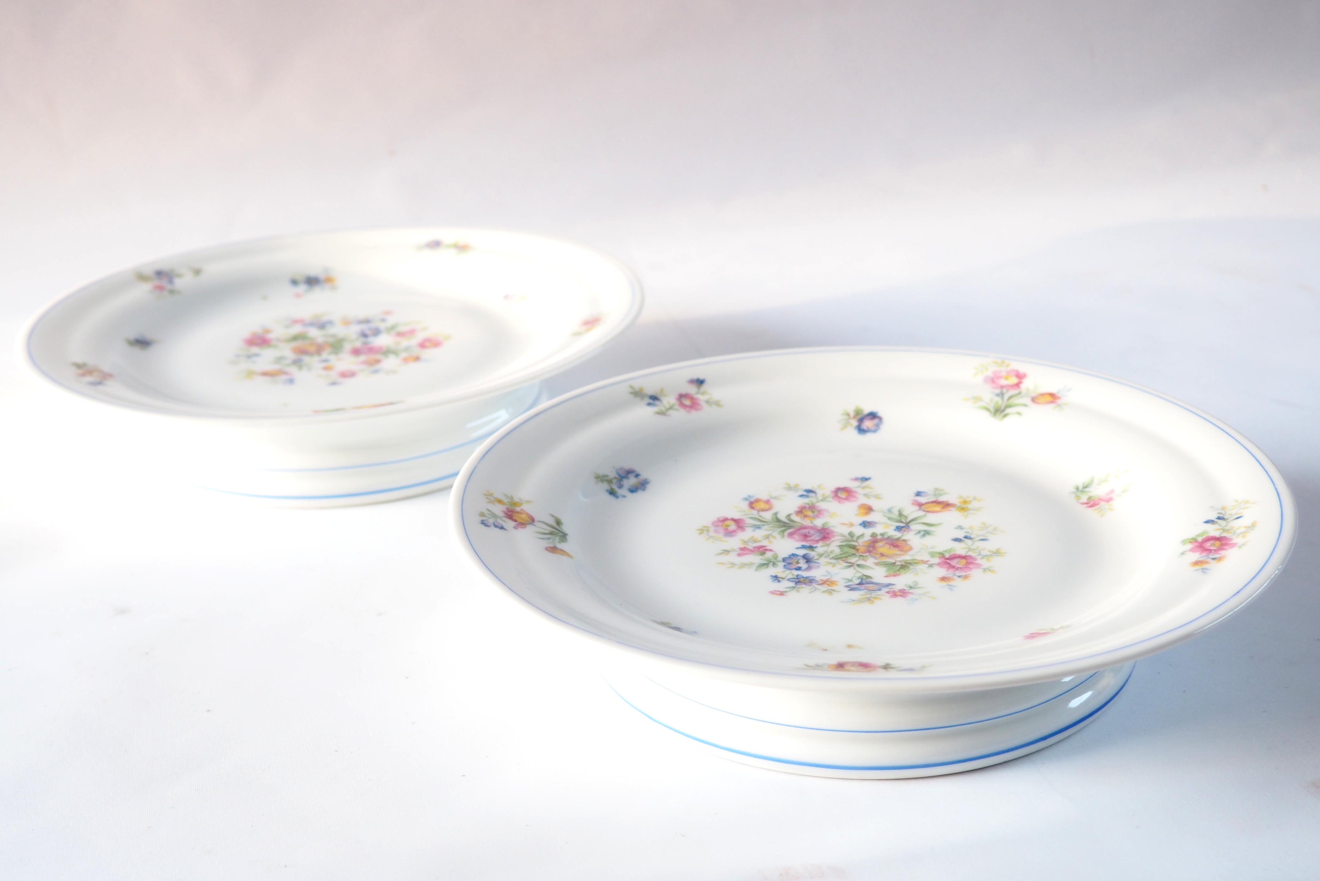 Flowered porcelain compotier