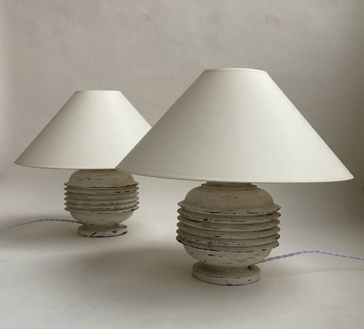 Paire de pieds de lampe 1980 art deco vintage