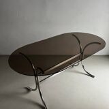 Chrome smoked glass dining table | Italy | 1970s