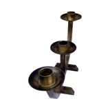 Brass candlestick in brutalist style, Austria 1970s.