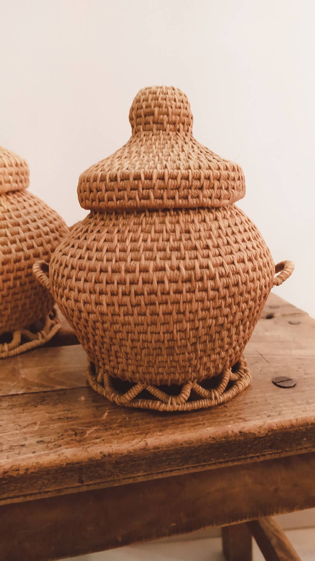 Set of vintage baskets in handmade wicker • Decorative pieces