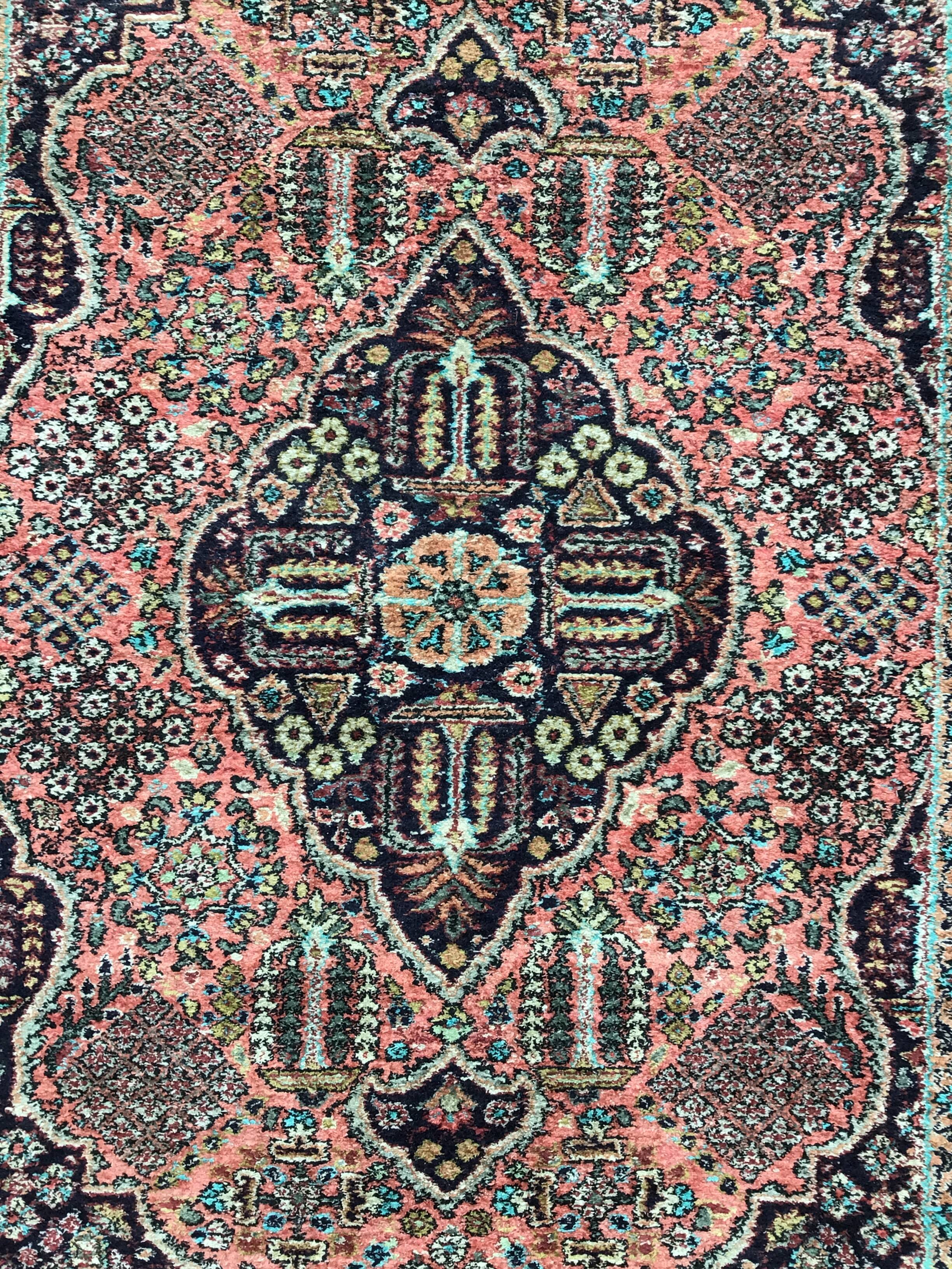Tapis en soie à caisson 123x84 cm