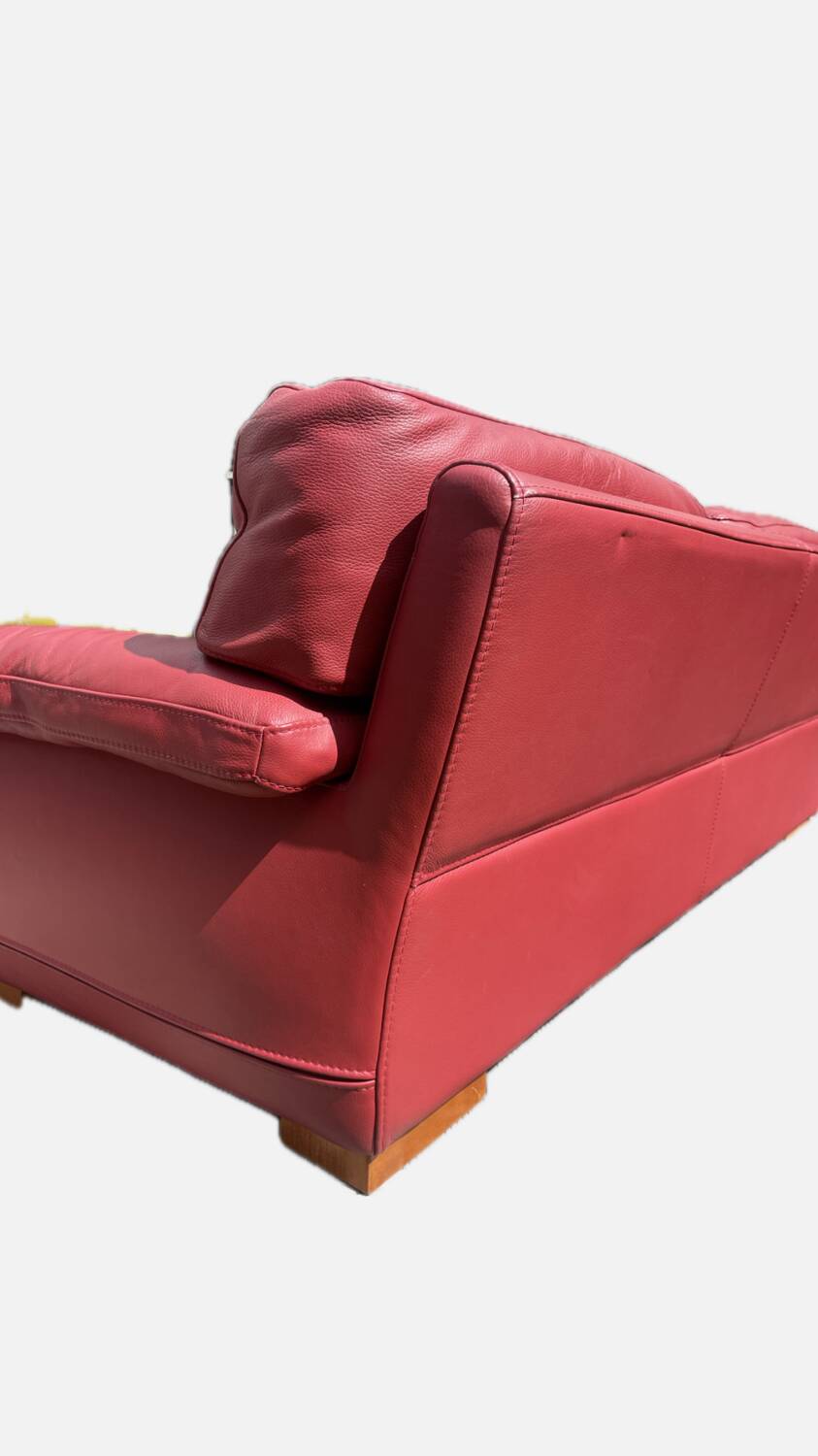 Vintage Roche Bobois red leather sofa