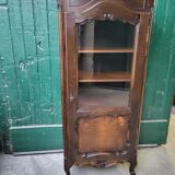 Showcase 1 door with 3 sides walnut windows louis xv style