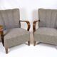 Set Of Two Armchairs In Floral Fabric & Dark Polished Wood, Danish Design From 1960s