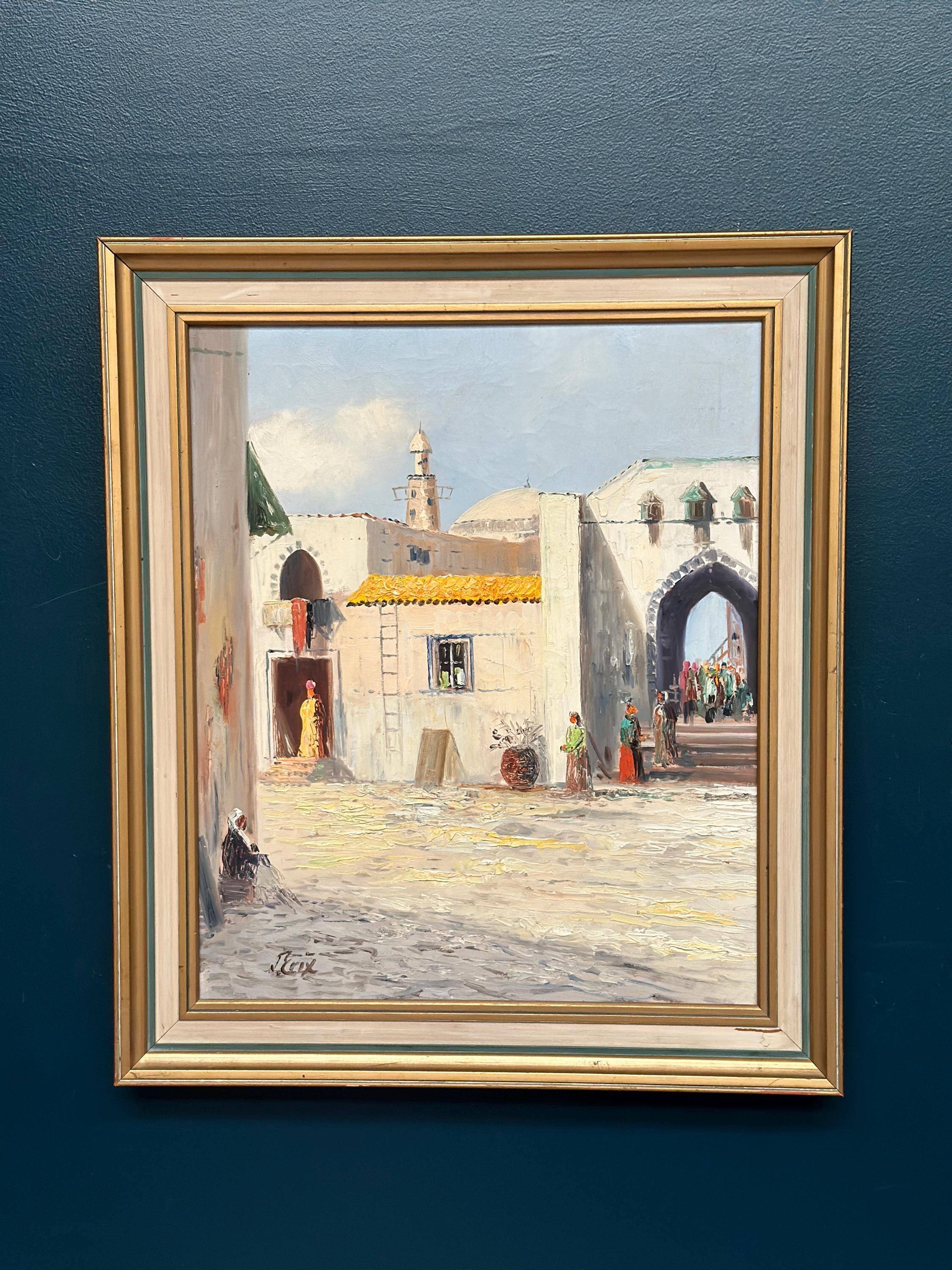 Swedish Oil on Canvas – “Southern Street” by J. Erix