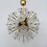 Val Saint Lambert crystal sputnik gold chandelier , 1960’s