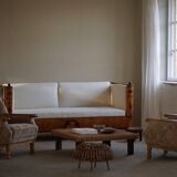 Mid-century modern Danish, pair of oak armchairs with original fabric, 1960s.