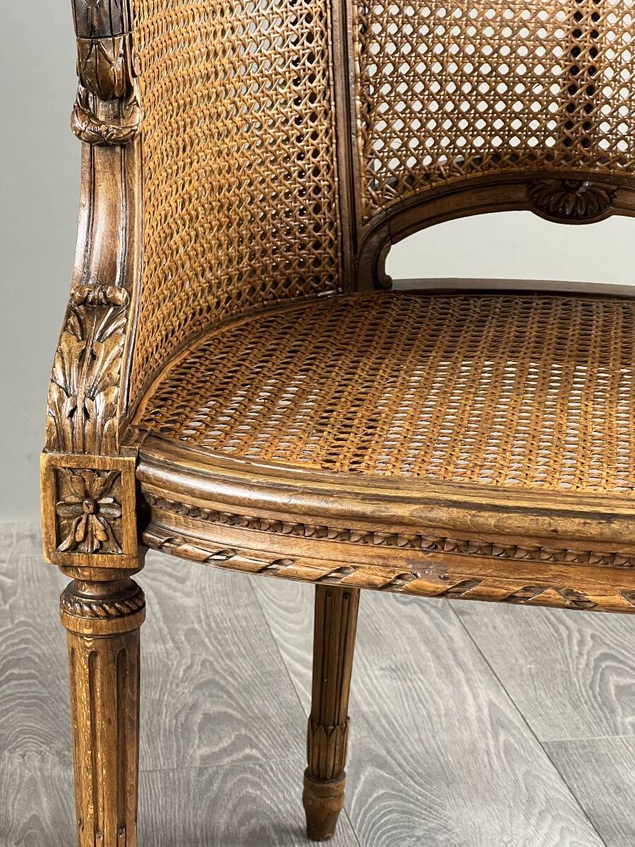 Pair of caned armchairs in Louis XVI style, 19th century
