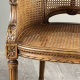 Pair of caned armchairs in Louis XVI style, 19th century