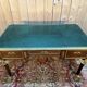 Bureau double plat de style empire en acajou et cuir vert