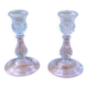 Pair of vintage glass candlesticks – Diamond point style