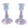 Pair of vintage glass candlesticks – Diamond point style
