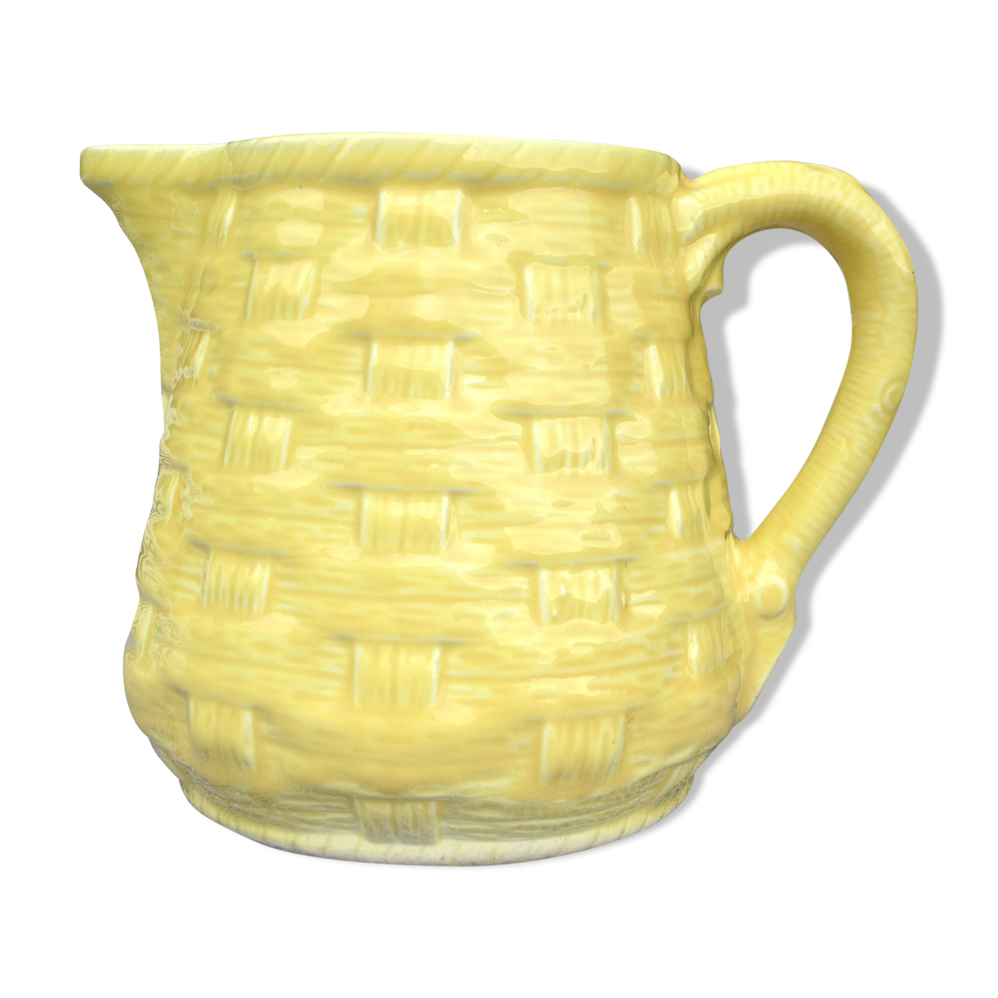 Yellow pitcher Digoin Sarreguemines 1940s