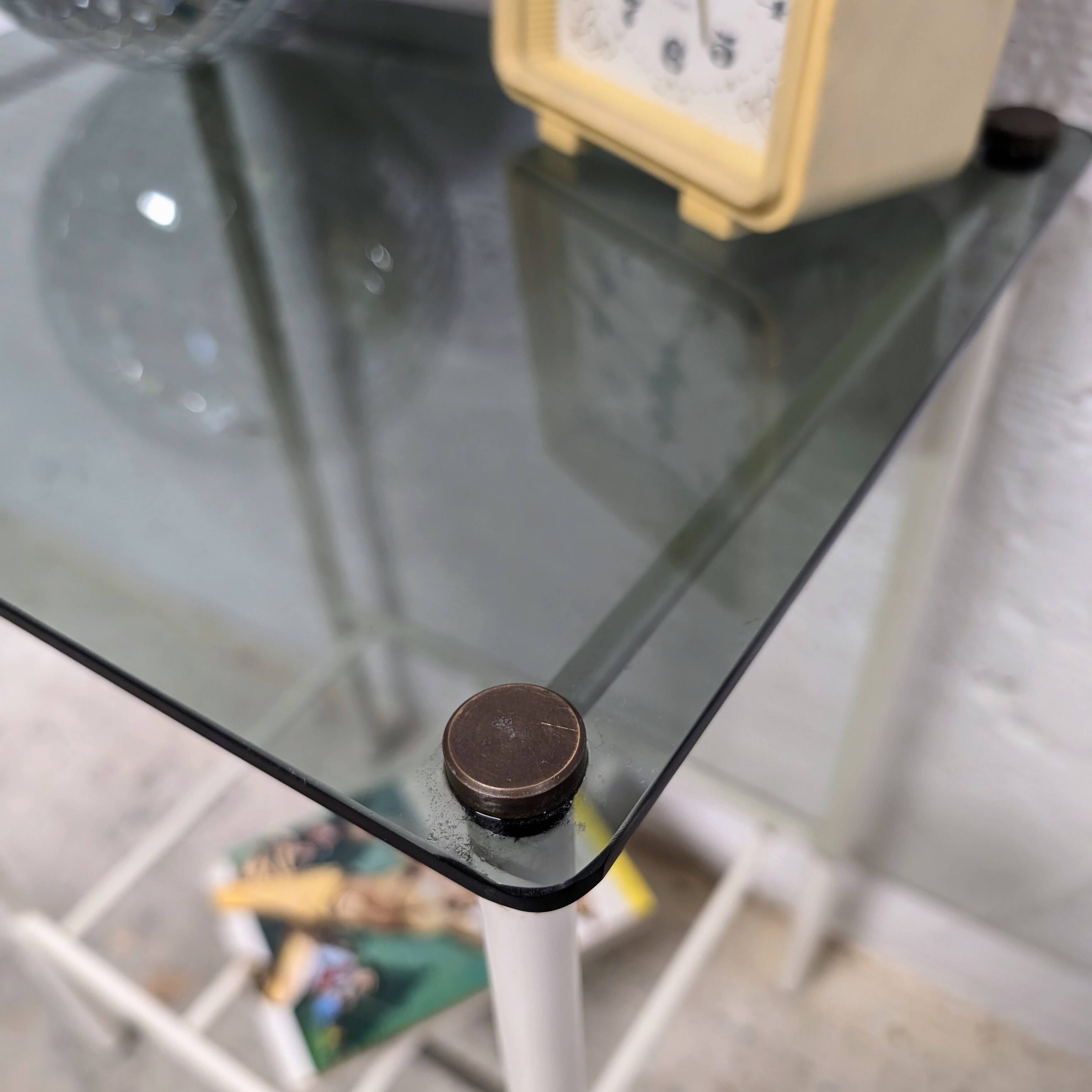 Vintage metal and glass side table