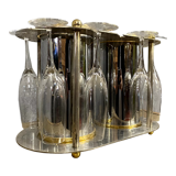 Champagne design refresher set with double vat in silver metal and brass